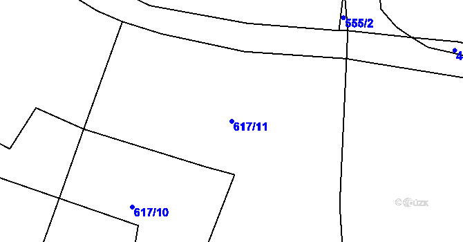 Parcela st. 617/11 v KÚ Hrabří, Katastrální mapa