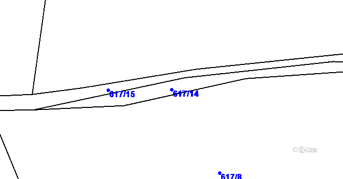 Parcela st. 617/14 v KÚ Hrabří, Katastrální mapa