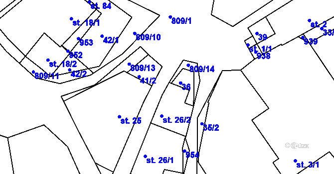 Parcela st. 86 v KÚ Hrabří, Katastrální mapa