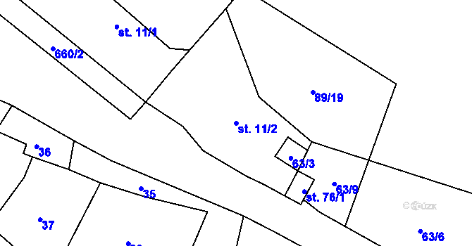 Parcela st. 11/2 v KÚ Oříkov, Katastrální mapa