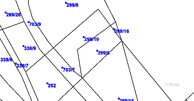 Parcela st. 299/5 v KÚ Oříkov, Katastrální mapa