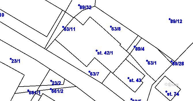 Parcela st. 42/1 v KÚ Oříkov, Katastrální mapa
