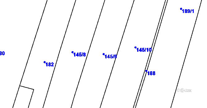 Parcela st. 145/9 v KÚ Oříkov, Katastrální mapa