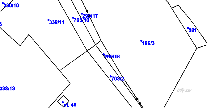 Parcela st. 299/18 v KÚ Oříkov, Katastrální mapa
