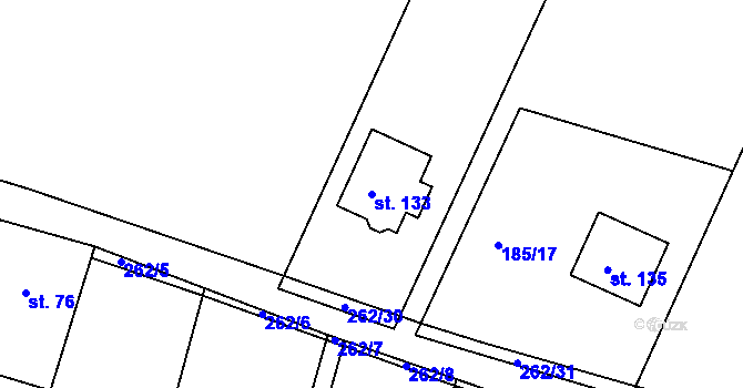 Parcela st. 133 v KÚ Hrabství, Katastrální mapa