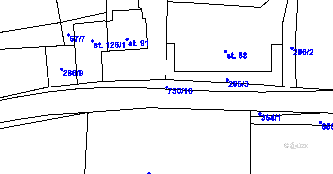 Parcela st. 750/10 v KÚ Hrabůvka u Hranic, Katastrální mapa