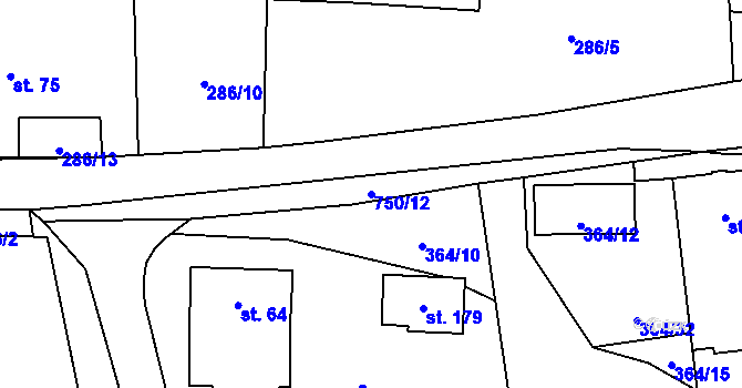 Parcela st. 750/12 v KÚ Hrabůvka u Hranic, Katastrální mapa