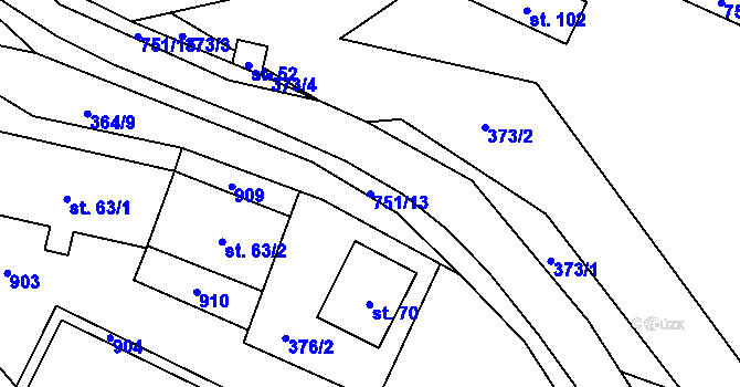 Parcela st. 751/13 v KÚ Hrabůvka u Hranic, Katastrální mapa