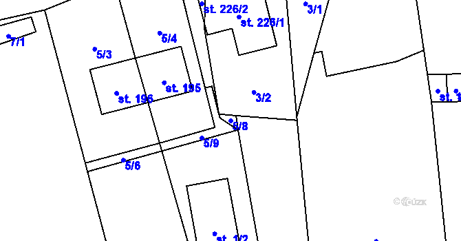 Parcela st. 5/8 v KÚ Hrabůvka u Hranic, Katastrální mapa