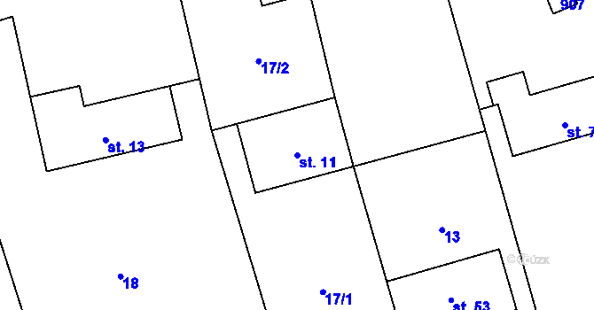 Parcela st. 11 v KÚ Hrabůvka u Hranic, Katastrální mapa