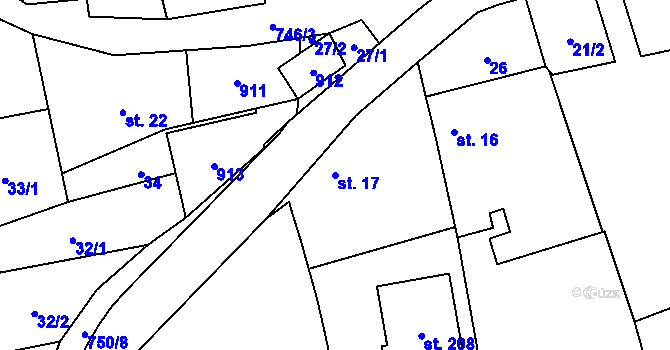 Parcela st. 17 v KÚ Hrabůvka u Hranic, Katastrální mapa