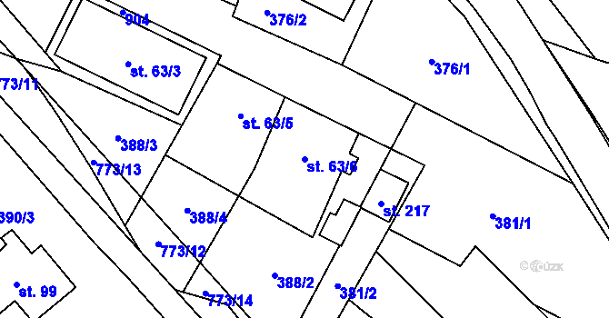 Parcela st. 63/6 v KÚ Hrabůvka u Hranic, Katastrální mapa