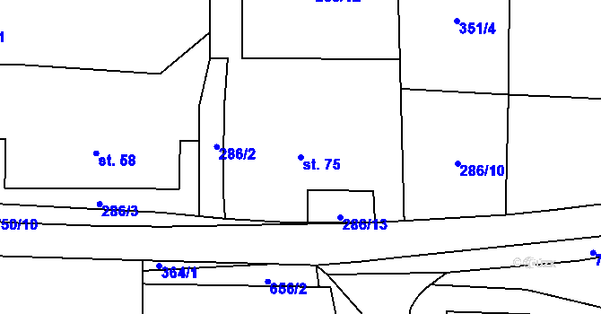 Parcela st. 75 v KÚ Hrabůvka u Hranic, Katastrální mapa