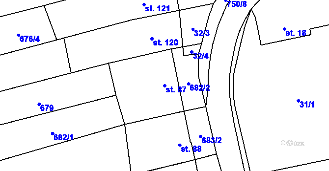 Parcela st. 87 v KÚ Hrabůvka u Hranic, Katastrální mapa