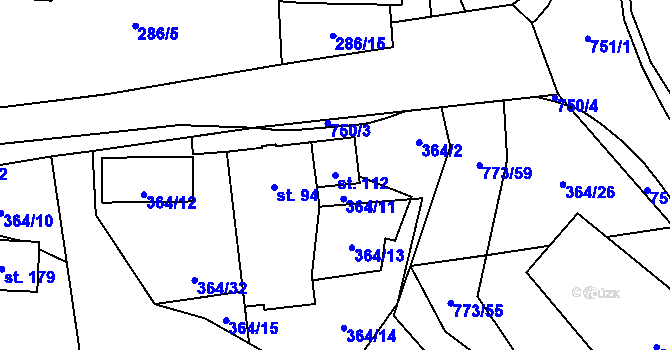 Parcela st. 112 v KÚ Hrabůvka u Hranic, Katastrální mapa
