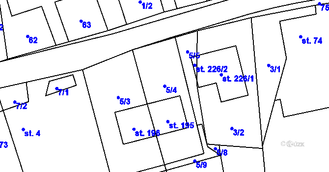 Parcela st. 5/4 v KÚ Hrabůvka u Hranic, Katastrální mapa