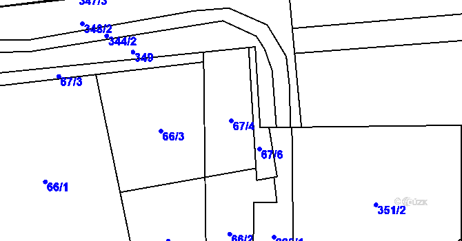 Parcela st. 67/4 v KÚ Hrabůvka u Hranic, Katastrální mapa