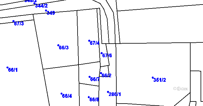 Parcela st. 67/6 v KÚ Hrabůvka u Hranic, Katastrální mapa