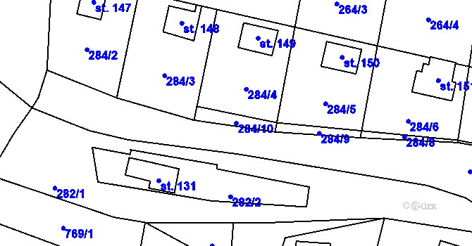 Parcela st. 284/10 v KÚ Hrabůvka u Hranic, Katastrální mapa