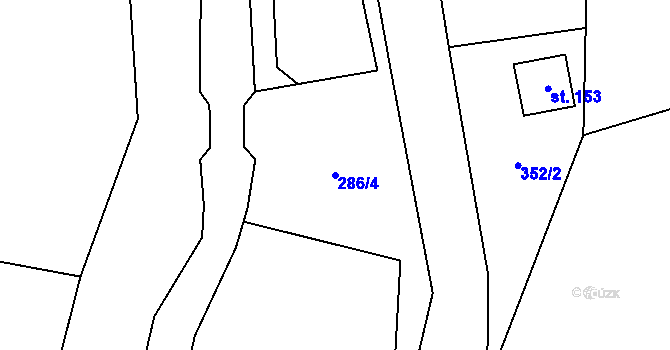 Parcela st. 286/4 v KÚ Hrabůvka u Hranic, Katastrální mapa