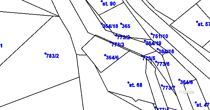 Parcela st. 364/6 v KÚ Hrabůvka u Hranic, Katastrální mapa
