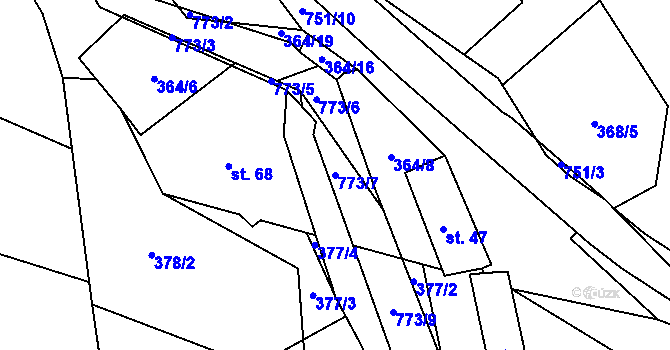 Parcela st. 773/7 v KÚ Hrabůvka u Hranic, Katastrální mapa