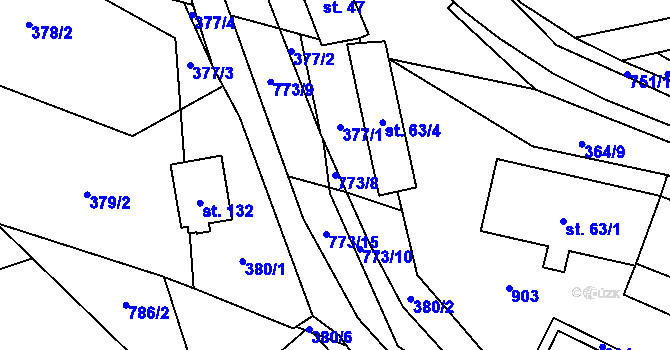 Parcela st. 773/8 v KÚ Hrabůvka u Hranic, Katastrální mapa