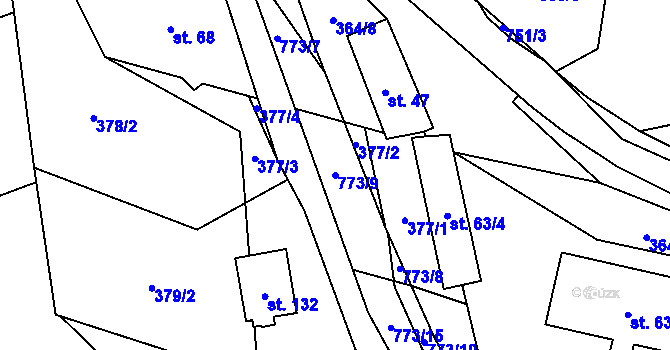 Parcela st. 773/9 v KÚ Hrabůvka u Hranic, Katastrální mapa