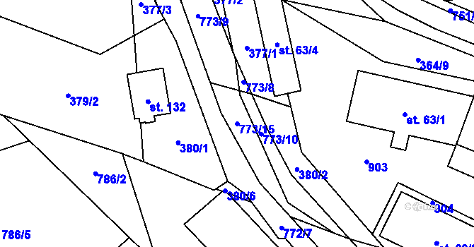 Parcela st. 773/15 v KÚ Hrabůvka u Hranic, Katastrální mapa