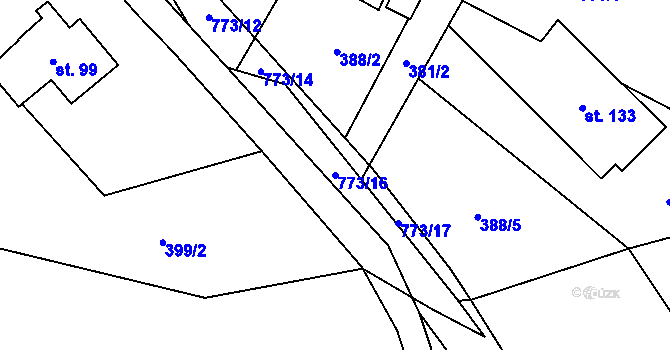 Parcela st. 773/16 v KÚ Hrabůvka u Hranic, Katastrální mapa