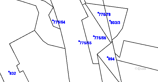 Parcela st. 775/55 v KÚ Hrabůvka u Hranic, Katastrální mapa