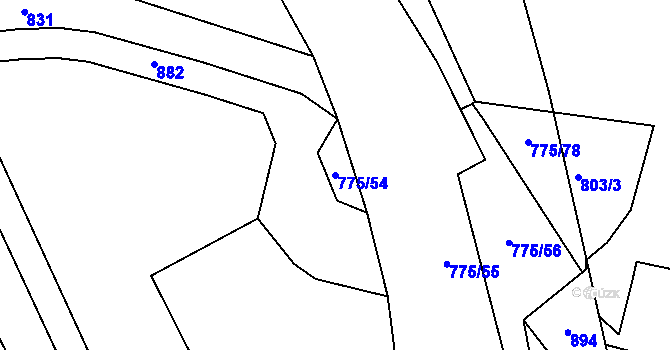 Parcela st. 775/54 v KÚ Hrabůvka u Hranic, Katastrální mapa