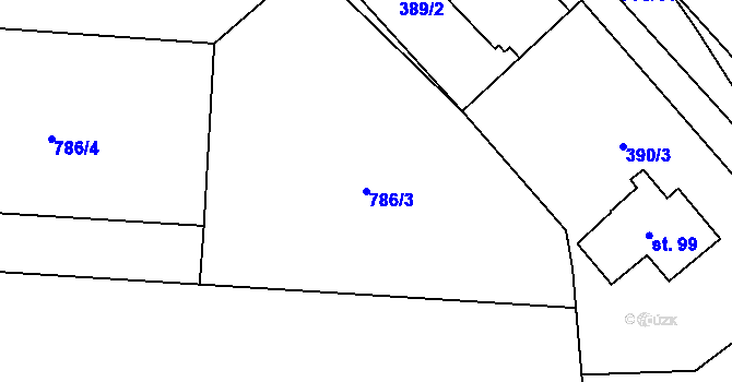 Parcela st. 786/3 v KÚ Hrabůvka u Hranic, Katastrální mapa