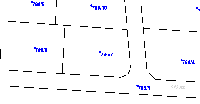 Parcela st. 786/7 v KÚ Hrabůvka u Hranic, Katastrální mapa