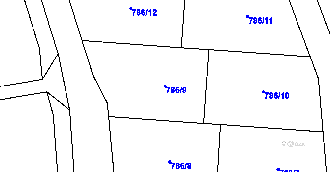 Parcela st. 786/9 v KÚ Hrabůvka u Hranic, Katastrální mapa