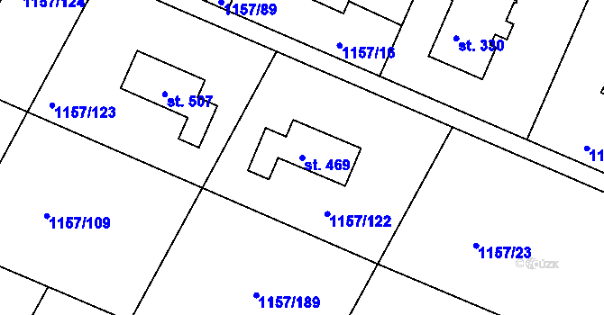 Parcela st. 469 v KÚ Hrabyně, Katastrální mapa