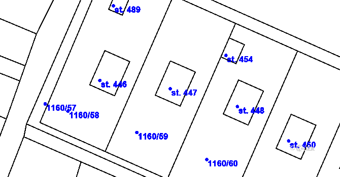 Parcela st. 447 v KÚ Hrabyně, Katastrální mapa