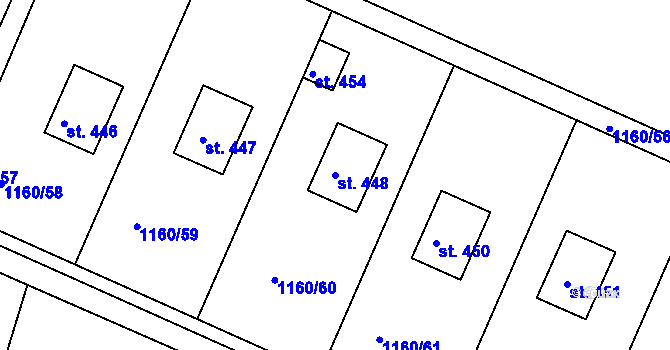Parcela st. 448 v KÚ Hrabyně, Katastrální mapa