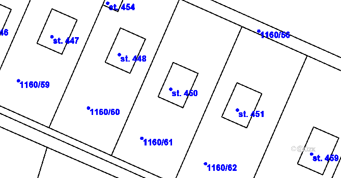 Parcela st. 450 v KÚ Hrabyně, Katastrální mapa