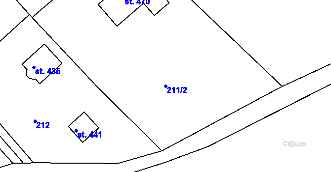 Parcela st. 211/2 v KÚ Hrabyně, Katastrální mapa