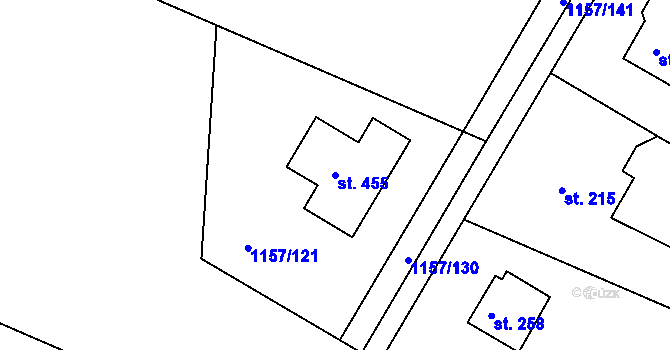 Parcela st. 455 v KÚ Hrabyně, Katastrální mapa