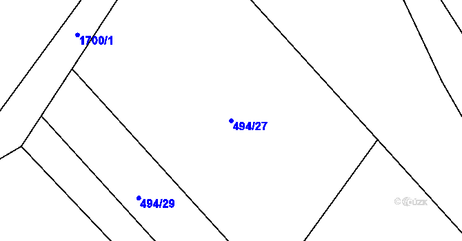 Parcela st. 494/27 v KÚ Hrabyně, Katastrální mapa