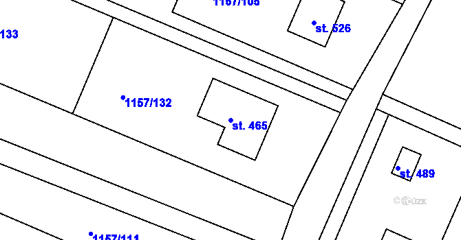 Parcela st. 465 v KÚ Hrabyně, Katastrální mapa