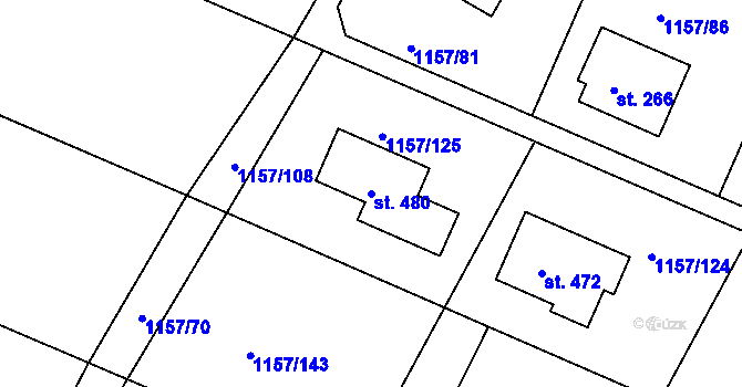 Parcela st. 480 v KÚ Hrabyně, Katastrální mapa