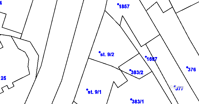 Parcela st. 9/2 v KÚ Hrabyně, Katastrální mapa