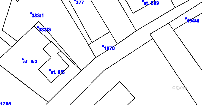 Parcela st. 11 v KÚ Hrabyně, Katastrální mapa