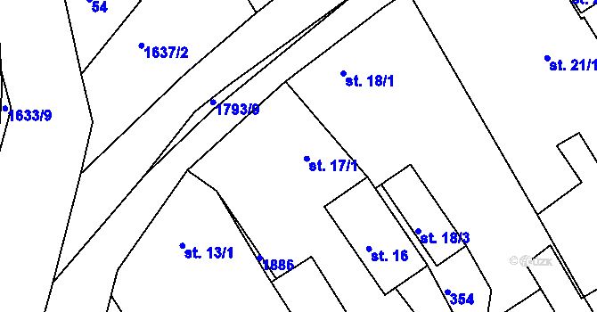 Parcela st. 17 v KÚ Hrabyně, Katastrální mapa