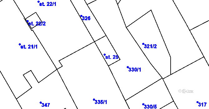 Parcela st. 25 v KÚ Hrabyně, Katastrální mapa