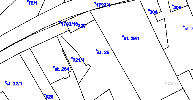 Parcela st. 26 v KÚ Hrabyně, Katastrální mapa