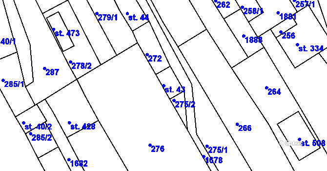 Parcela st. 43 v KÚ Hrabyně, Katastrální mapa